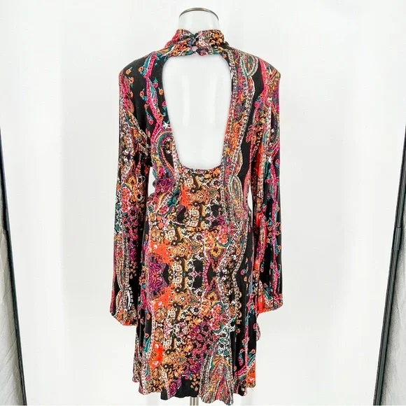 Free People Womens All Dolled Up Paisley High-Neck Mini Dress - Picture 4 of 12